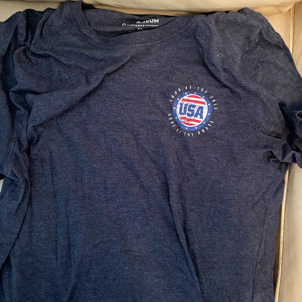 Colosseum Blue Long Sleeve Tee USA Graphic